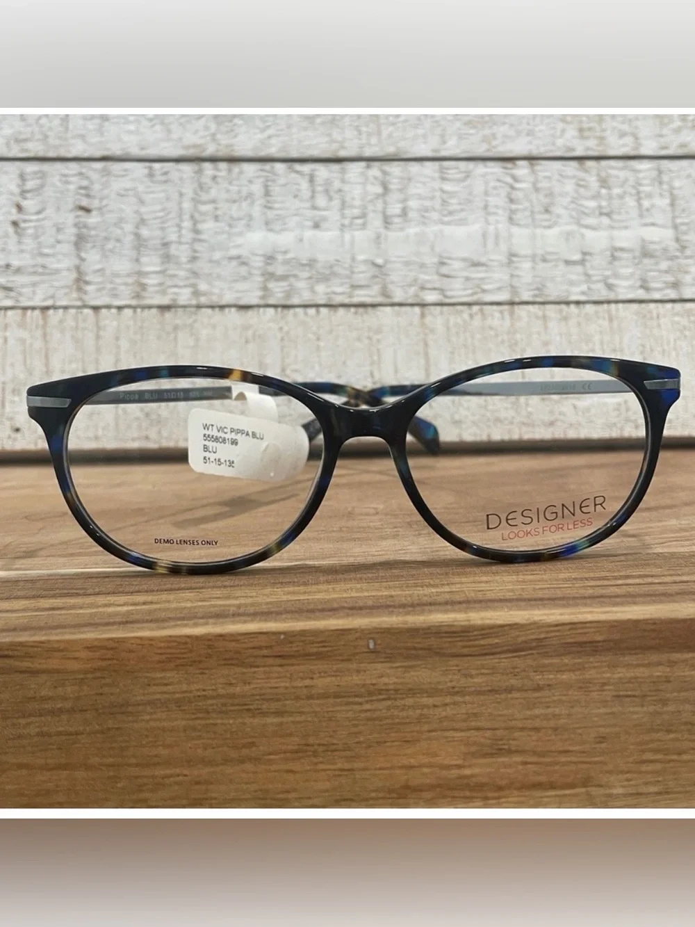Designer Look WT VIC Pippa Blue Tortoise Square Semi Cat FRAMES 51-15-135 (NWT)